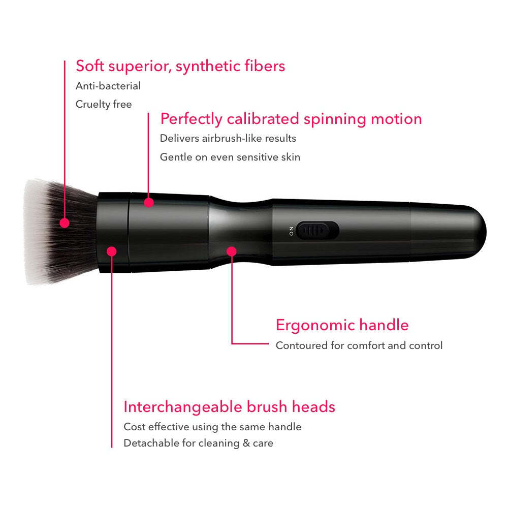 Electric Rotating Makeup Brush Set with 3 Detachable Heads for Flawless Finish
