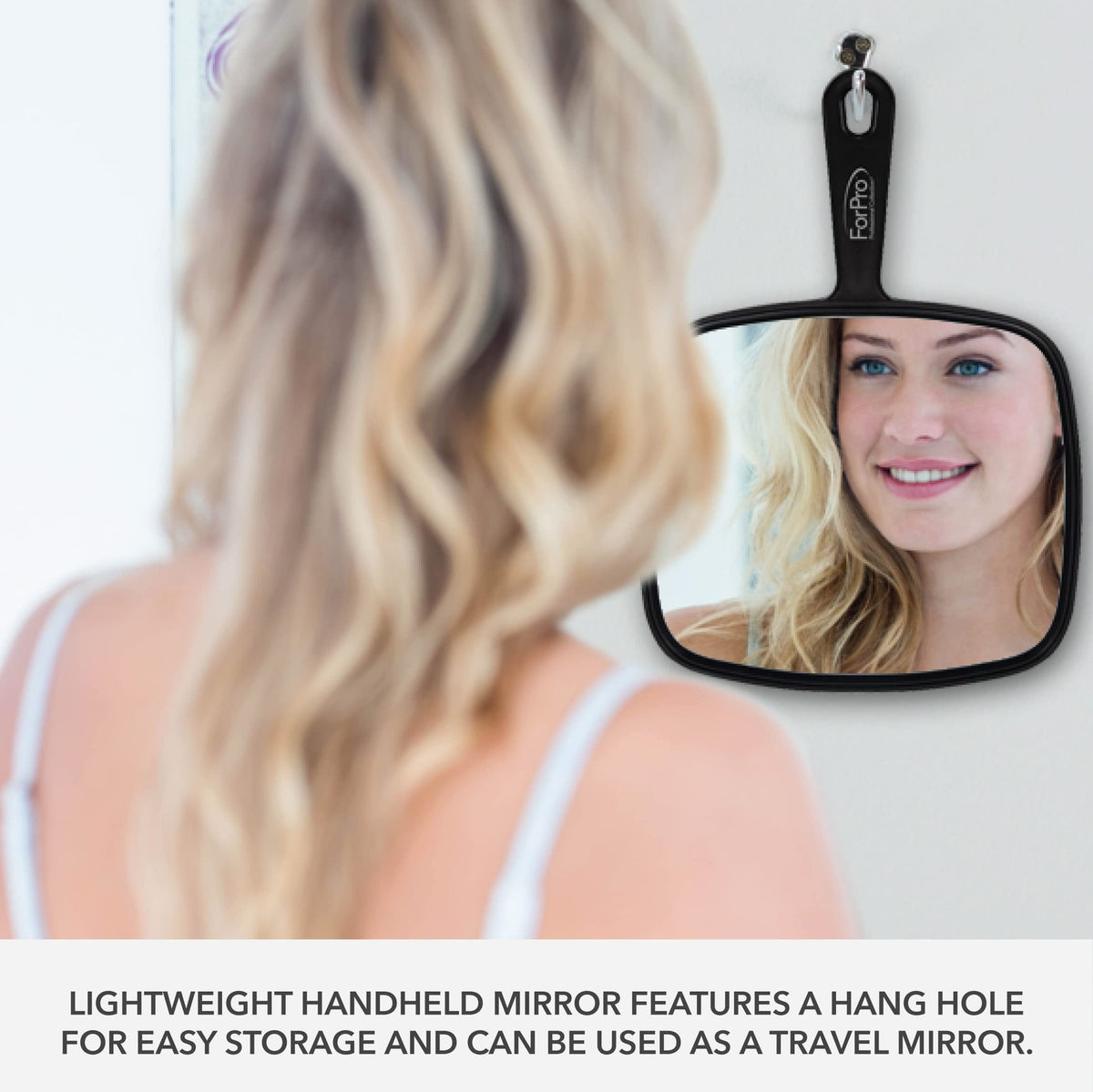 Extra Large Hand Mirror with Handle - 9 x 12 Inches, Distortion-Free Reflection