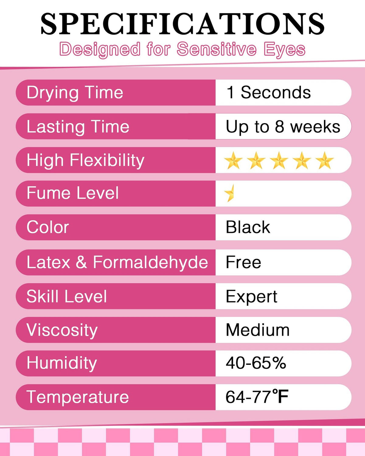 Eyelash Extension Glue - Sensitive, Extra Strong Hold, 8 Weeks, 1 Sec Dry
