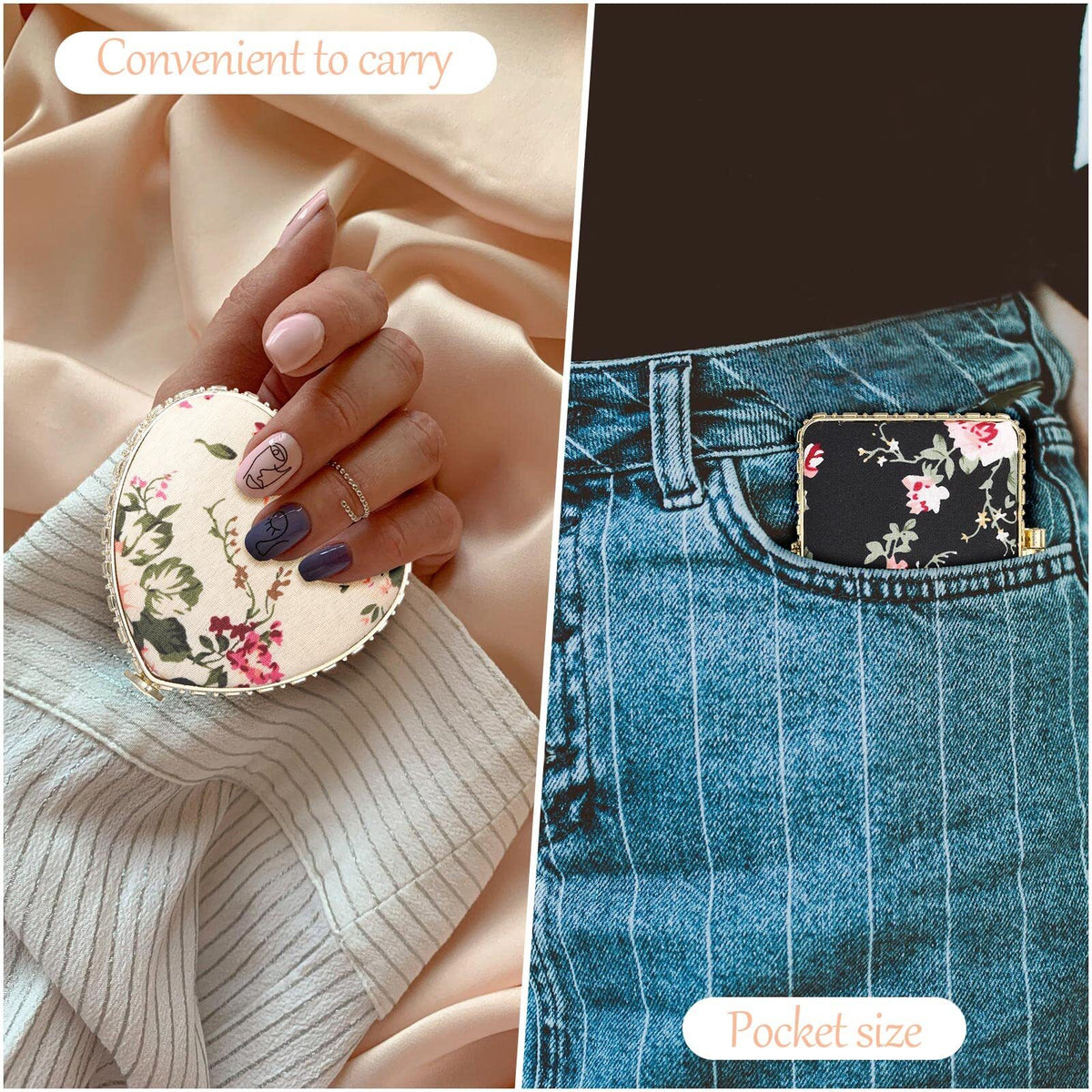 16 Pack Floral Pocket Compact Mirrors - Travel & Purse Makeup Mirrors