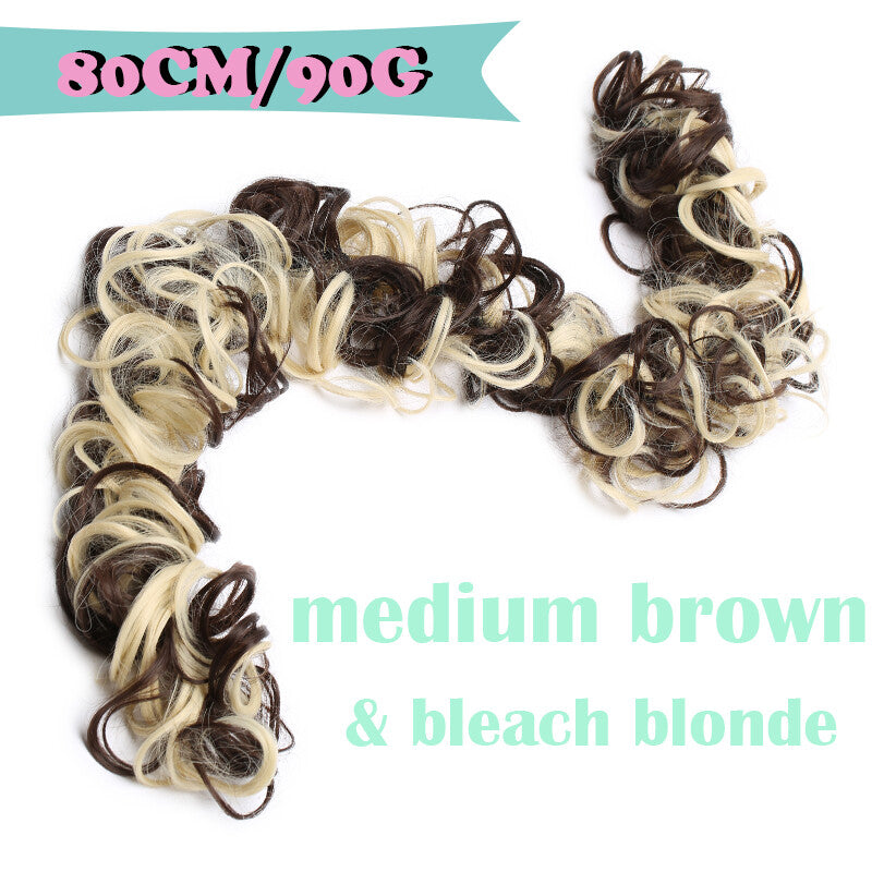 Natural Messy Curly Hair Bun Extension Wrap Long Thick Scrunchie Updo