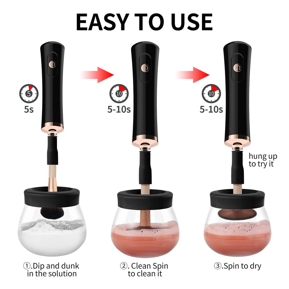 Electric Makeup Brush Cleaner and Dryer Machine - Fast Cleaning and Drying for Cosmetic Brushes