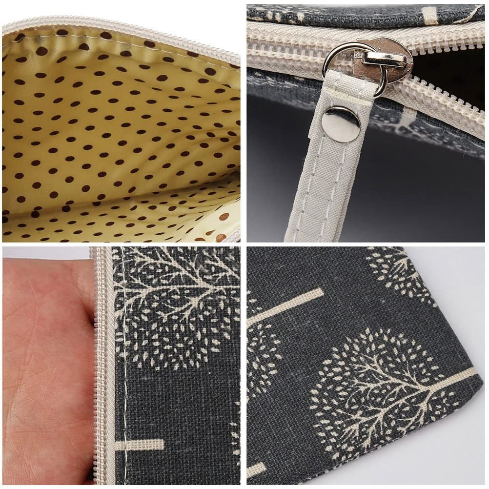 2 Pack Canvas Cosmetic Bags - Travel Makeup Organizer Pouches