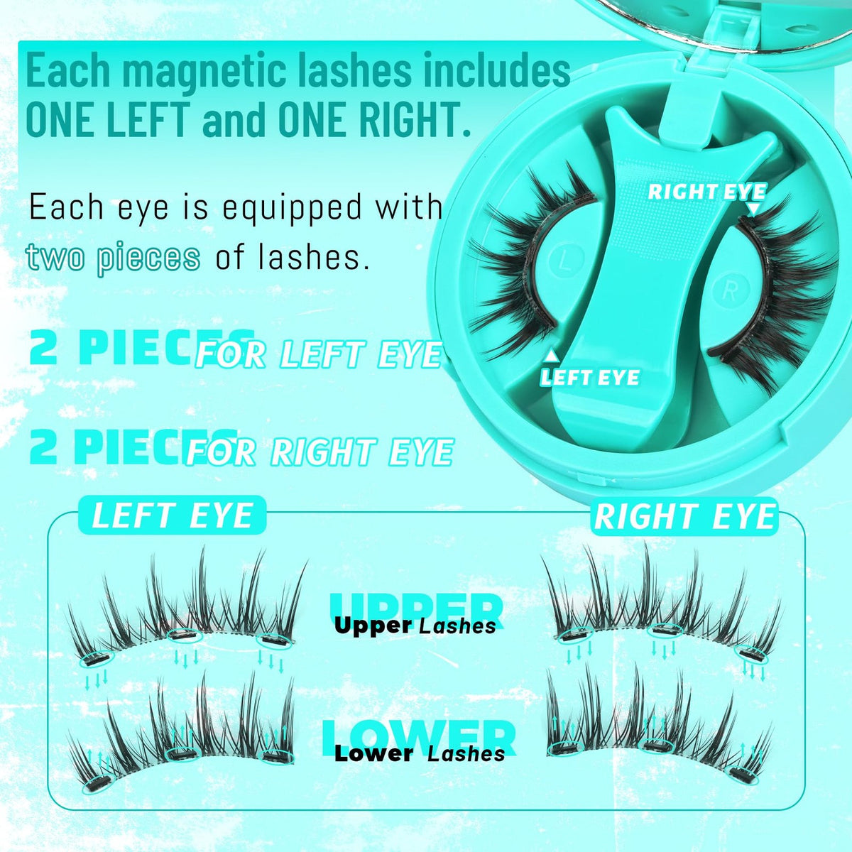 Magnetic False Eyelashes with Applicator & Case - Reusable, No Glue, Cat Eye Design