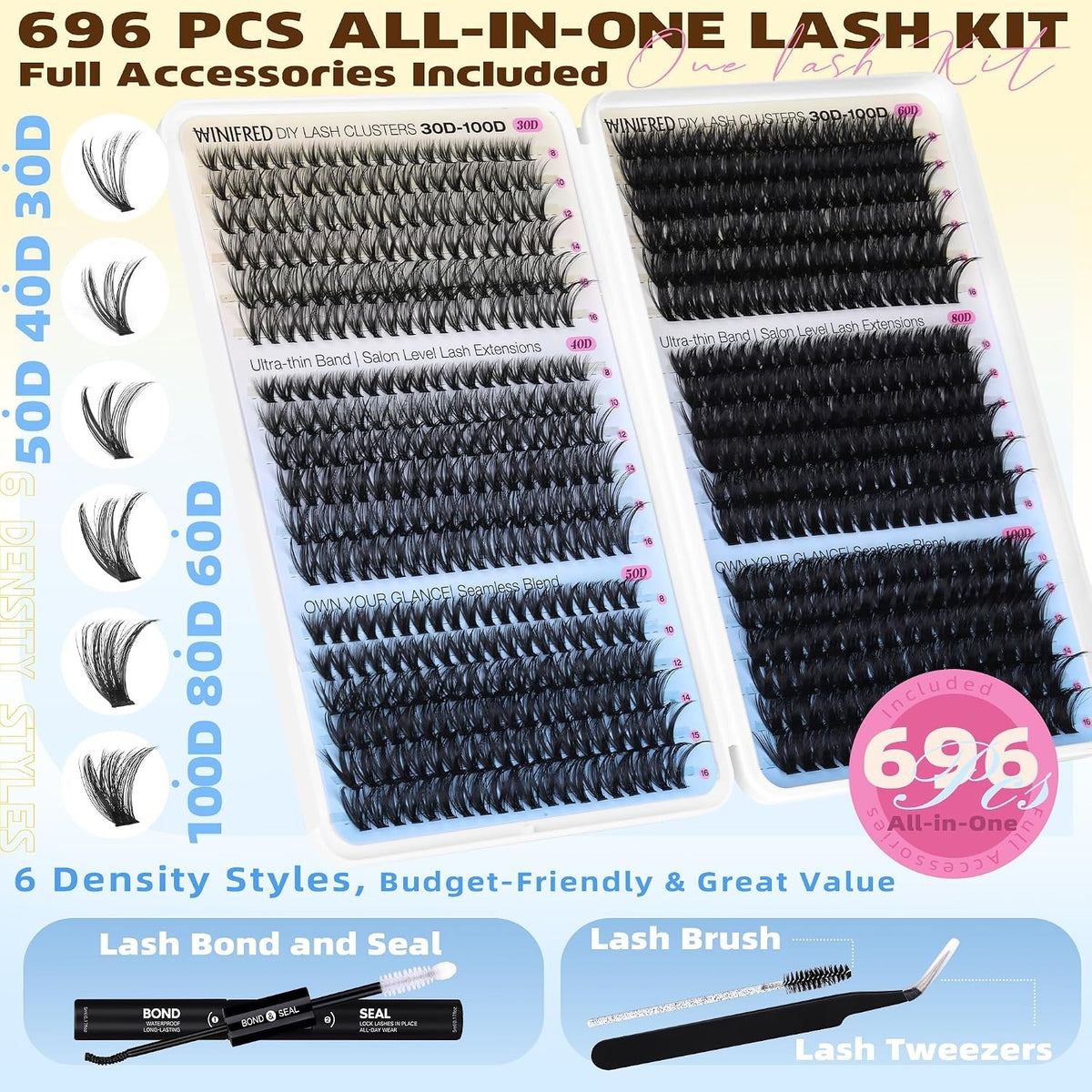 Lash Clusters Kit 640PCS DIY Individual Wispy Fluffy Lash Extensions