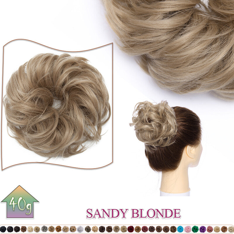 Curly Messy Bun Hair Extension Scrunchie Natural Updo Thick Human Hair