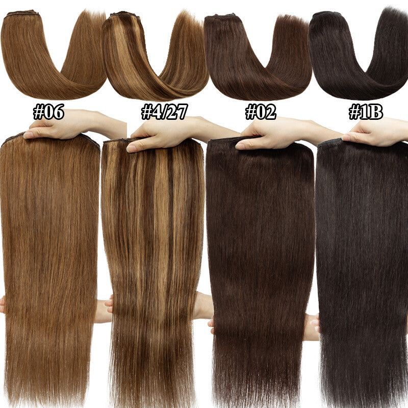 Full Head Clip-In Human Hair Extensions Double Weft Balayage - Thick & Natural