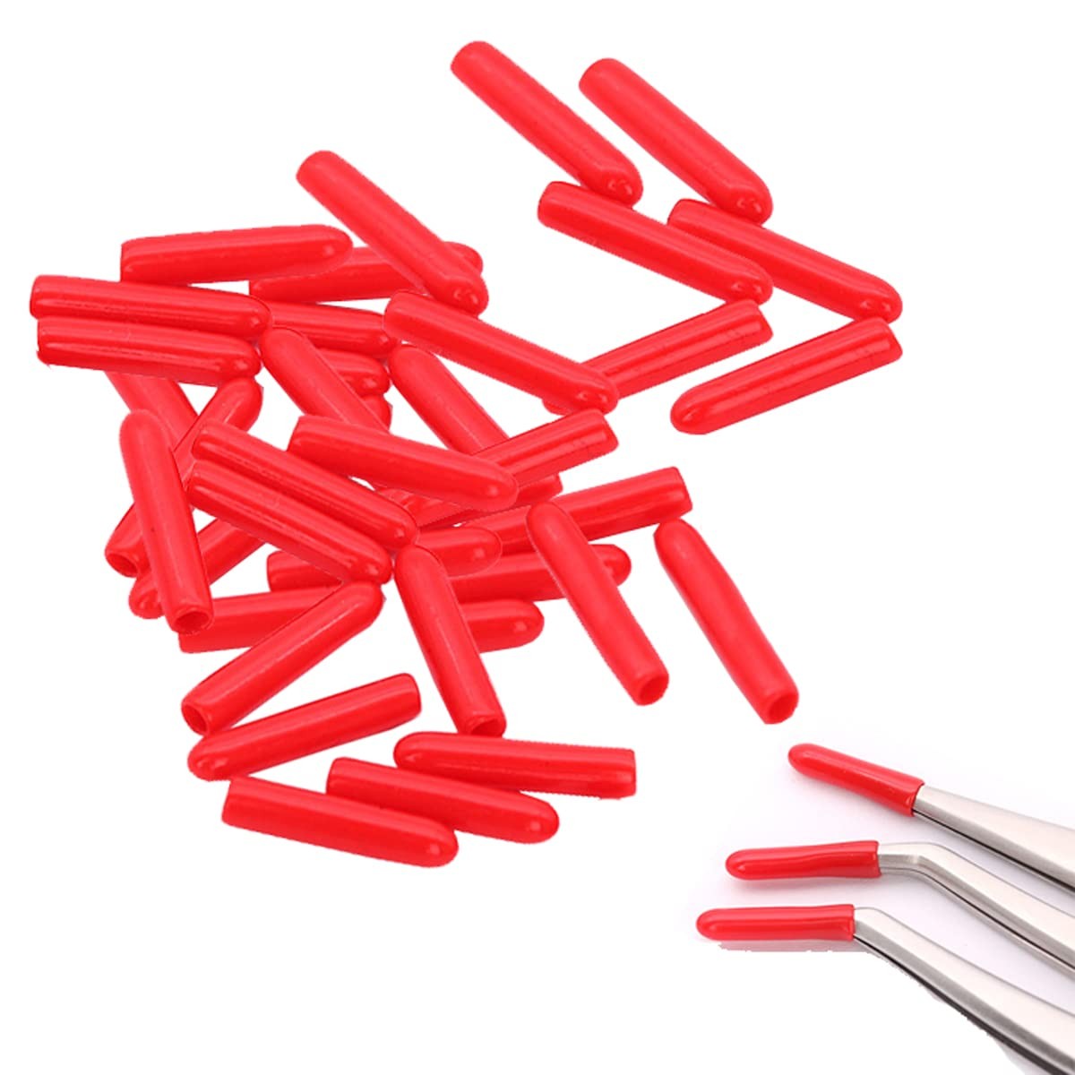 100 Pieces Red Silicone Eyelash Tweezers Tip Protectors - Eyelash Grafting Accessories