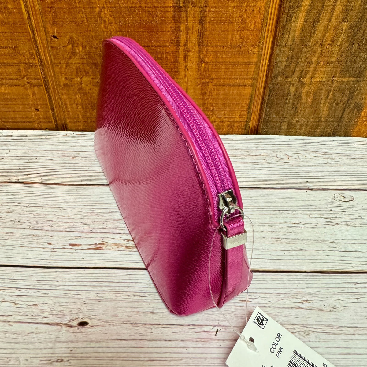 Pink Zip Around Cosmetic Bag - Travel Makeup Organizer