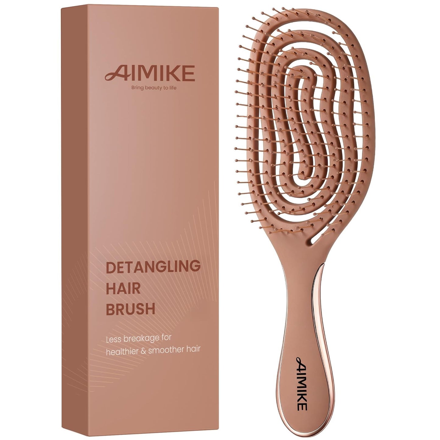 Spiral Flex Hair Brush for Detangling & Scalp Massage - Mocha