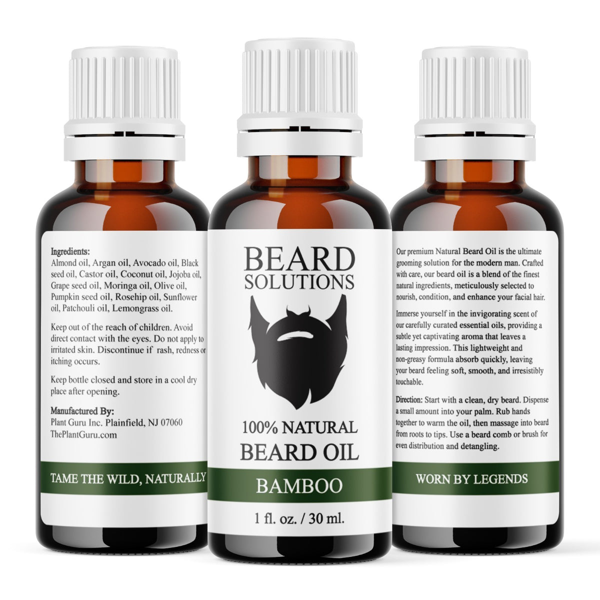 Natural Beard Oil with Essential Oils for Growth & Nourishment - 1 oz