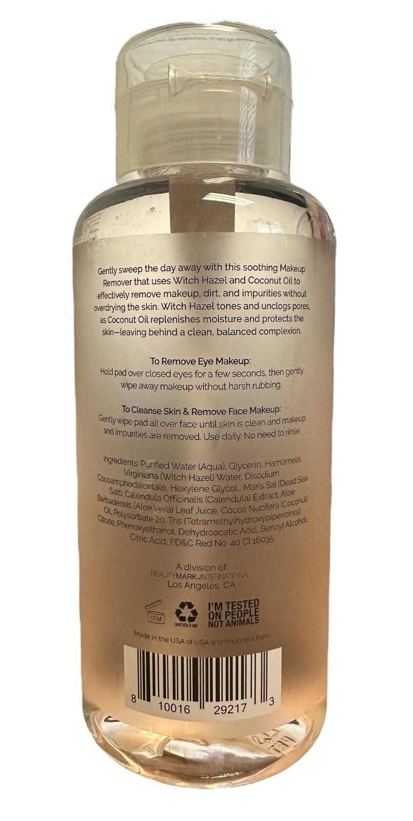 Makeup Remover with Witch Hazel & Coconut Oil - Gentle Skin Cleanser 16.9 fl oz
