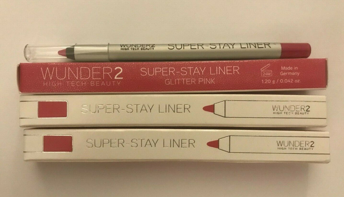 Pink Glitter Lip Liner Set - Long-Lasting Makeup 0.042oz Each - Lot of 3