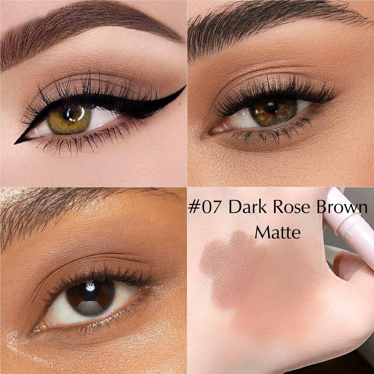 Matte Eyeshadow Stick with Built-In Sharpener & Brush - Dark Rose Brown 0.6oz