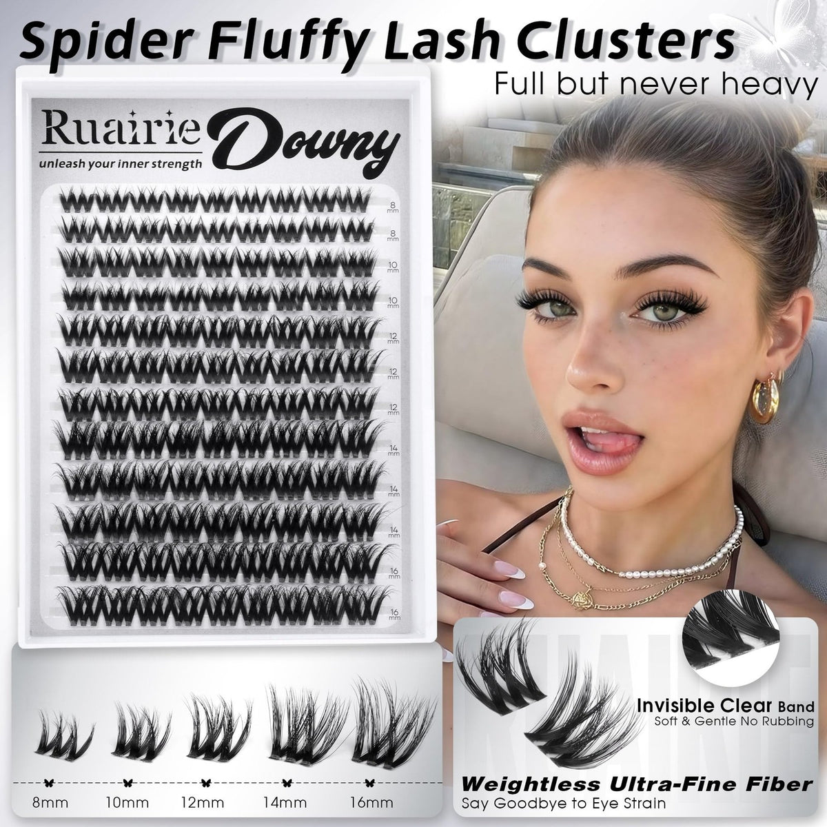 Wispy Fluffy Lash Clusters - Natural Volume False Eyelashes, Black