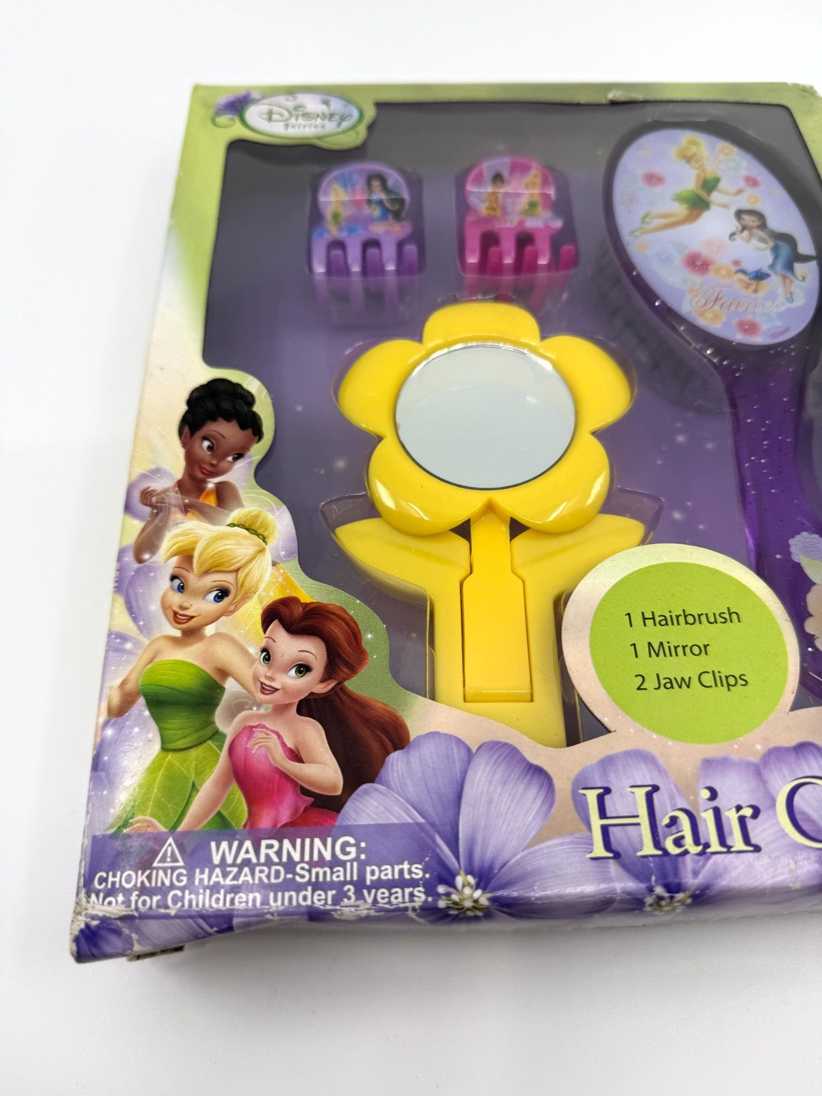 Disney Fairies Hair Care Set with Hairbrush, Mirror & Clips for Kids
