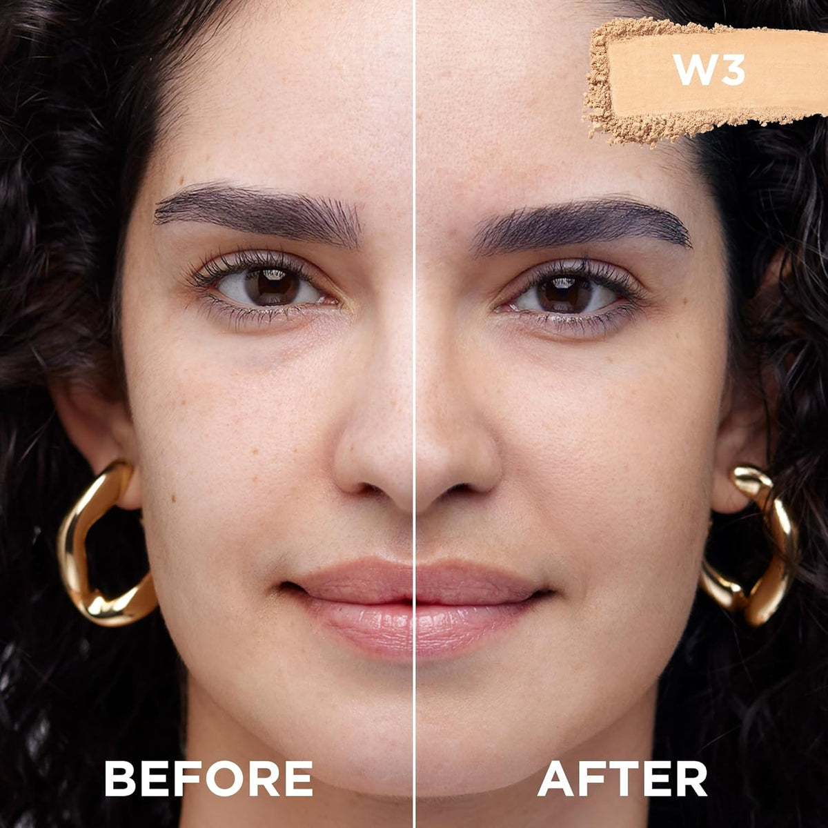 Oil-Free Powder Foundation for Natural Finish, Light Medium W3