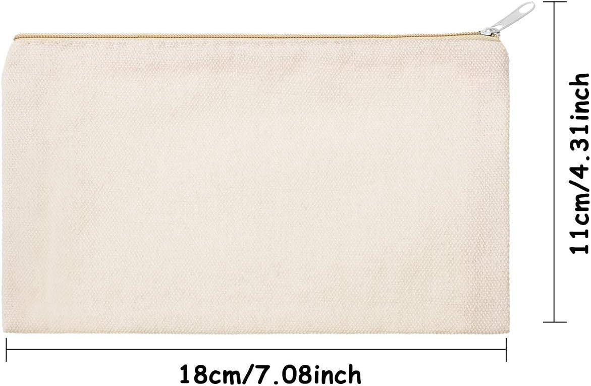 10 Pack DIY Canvas Cosmetic Bags - Blank Makeup Pouches for Customization