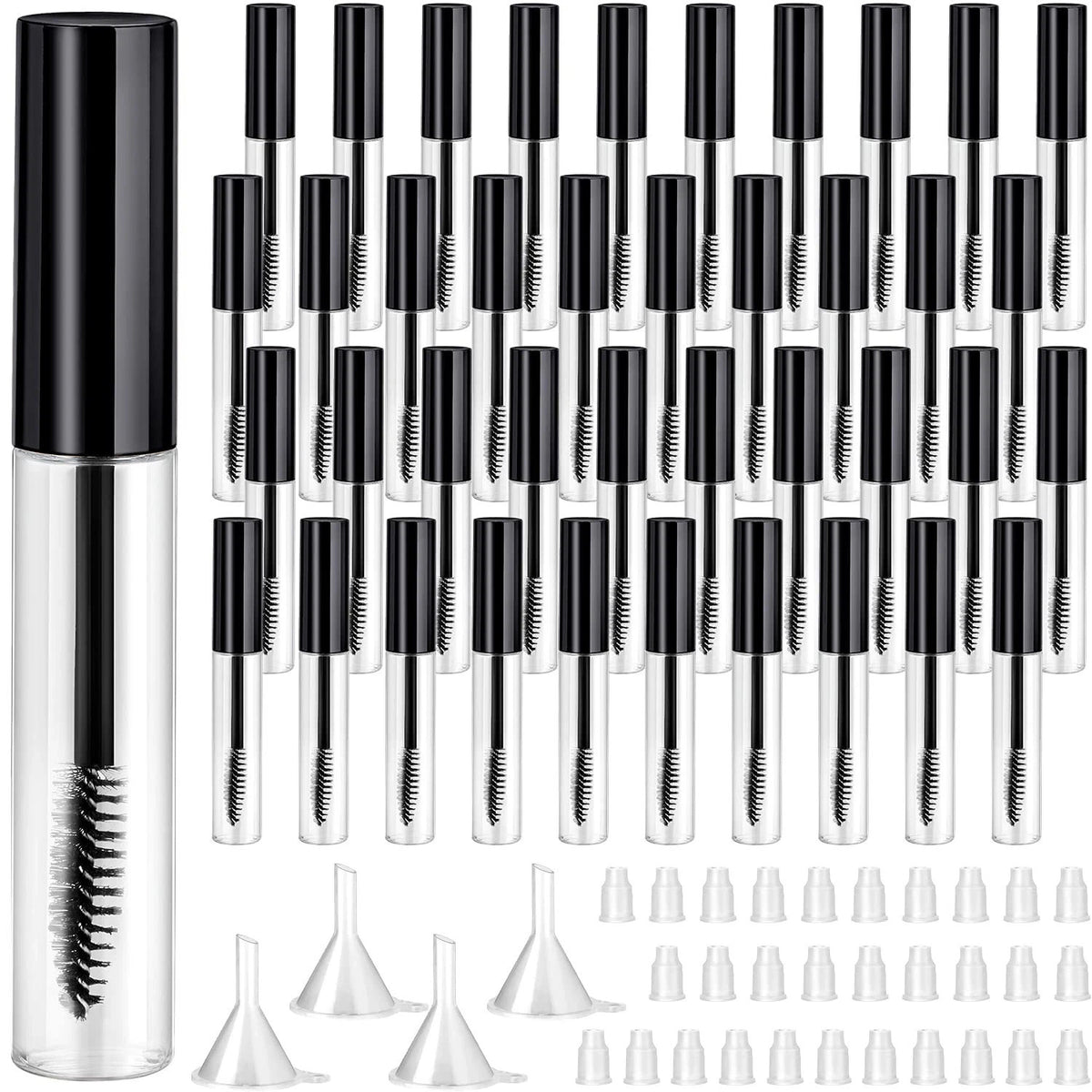 40 Pack 10ml Refillable Mascara Tubes with Eyelash Wand - Clear Eyelash Bottles