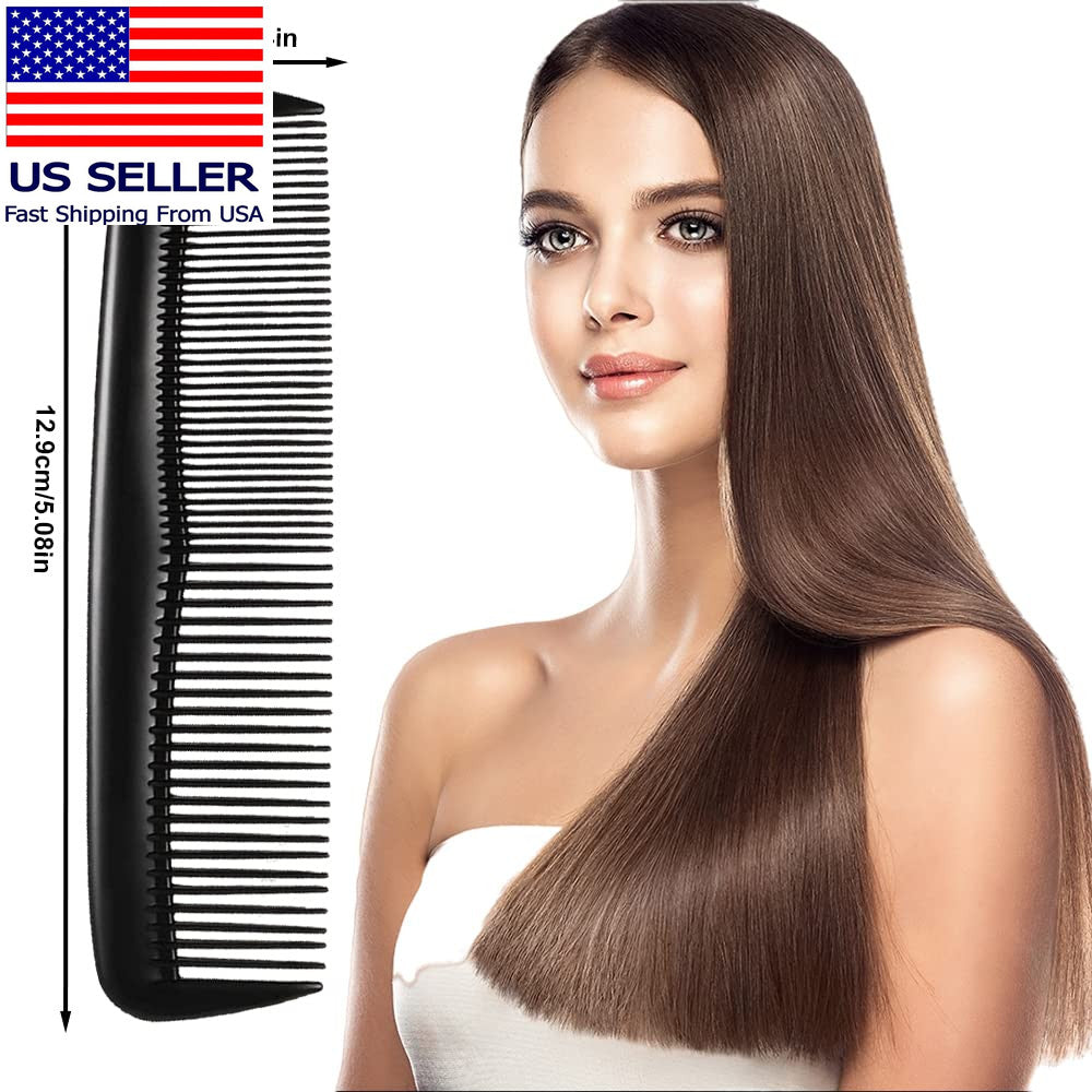 Pocket Plastic Hair Combs Set - Fine & Standard Teeth for Styling & Grooming