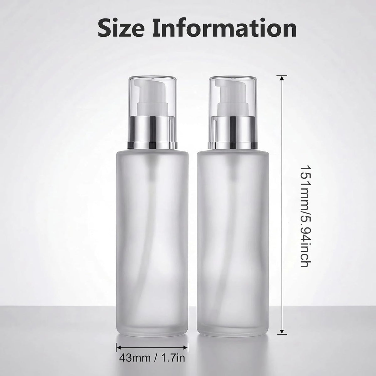 2PCS 100ml Glass Lotion Pump Bottles Travel Clear Refillable Leakproof