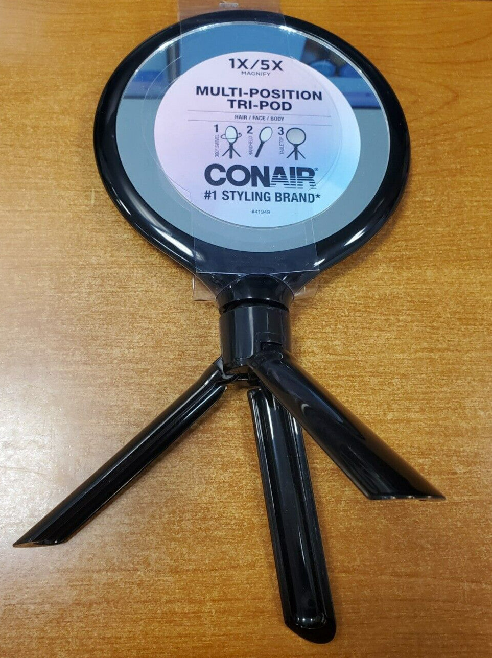Conair Multi-Position & Tripod Mirror Set 1X & 5X Magnification - Black
