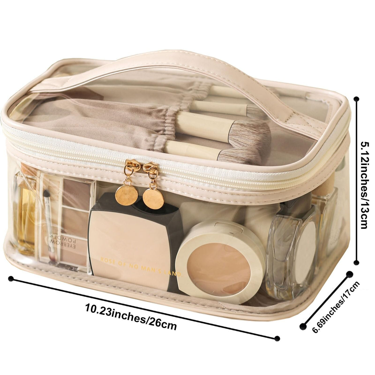 Large Clear Travel Cosmetic Bag Waterproof Makeup Organizer with Handle