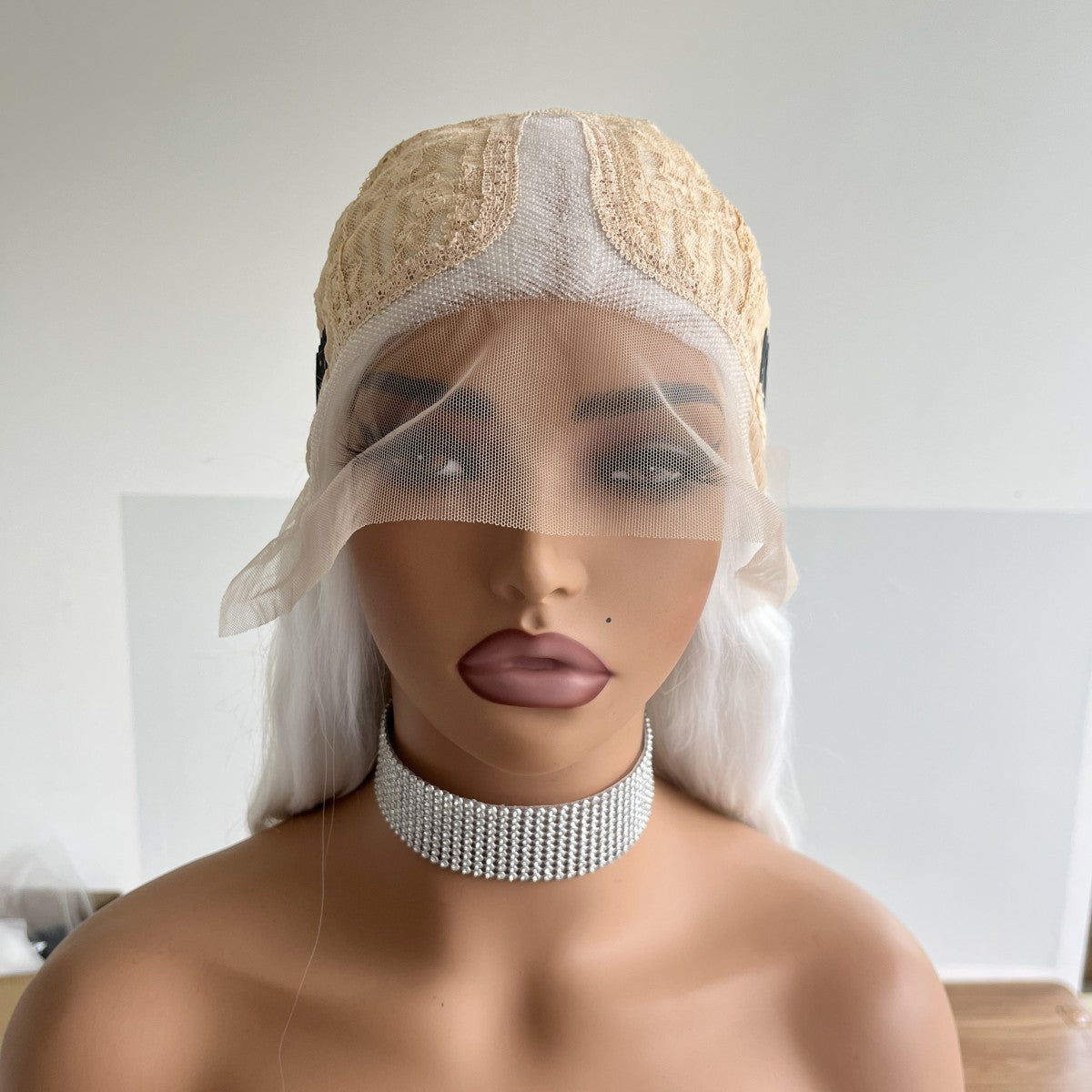 Long Wavy Lace Front Wig - Heat Resistant Synthetic Hair, Layered White Style