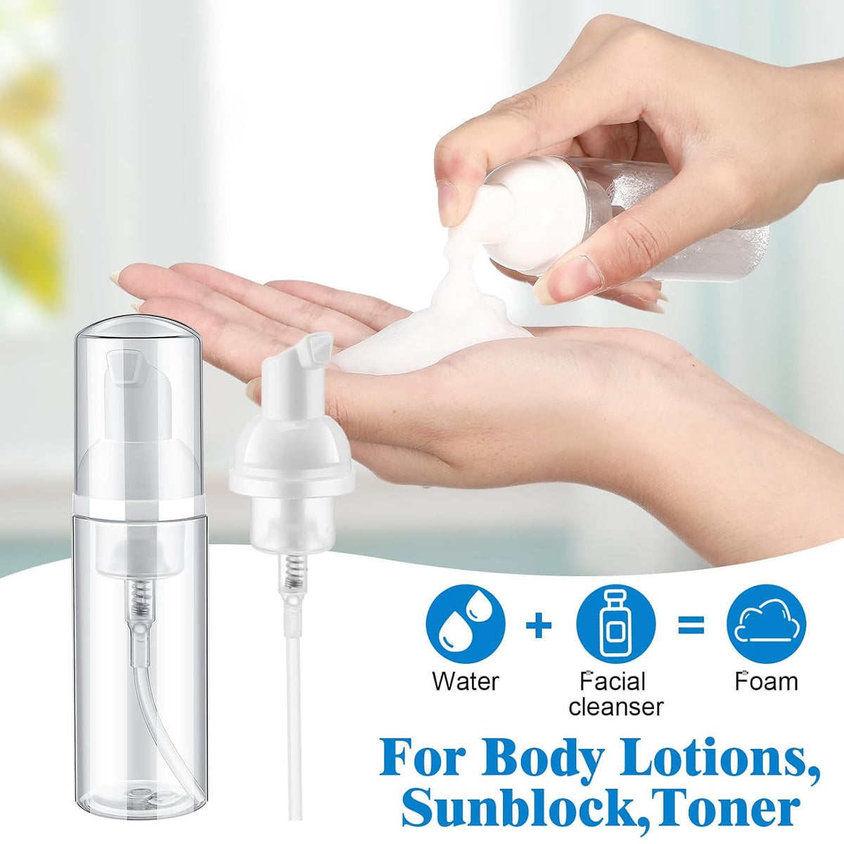 120 Pack 2oz Refillable Foam Pump Bottles Bulk Travel Soap Dispensers