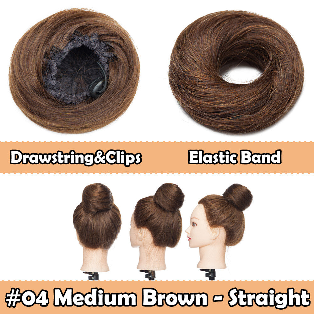 Remy Clip-In Hair Extensions - Messy Bun Hairpiece in Multiple Colors & Styles