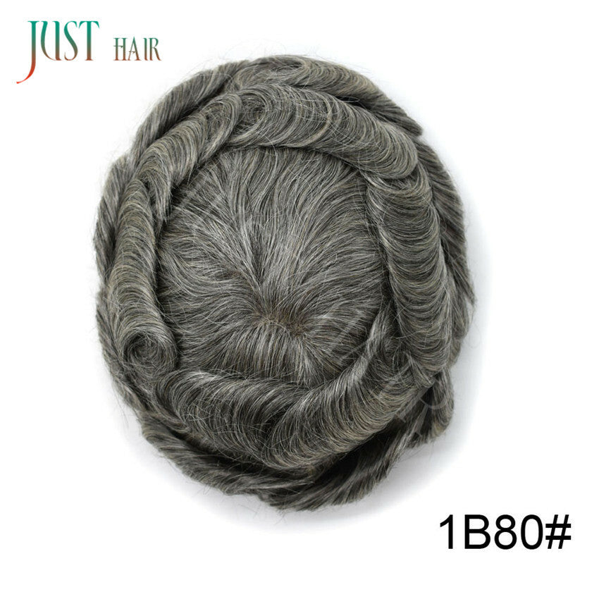Men's Bleached Lace Front Hair Replacement Toupee - Natural Hairline, Virgin Human Hair