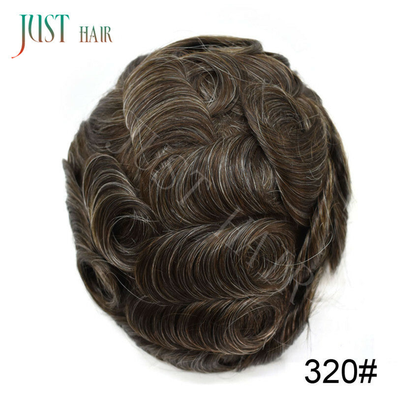 Men's Bleached Lace Front Hair Replacement Toupee - Natural Hairline, Virgin Human Hair