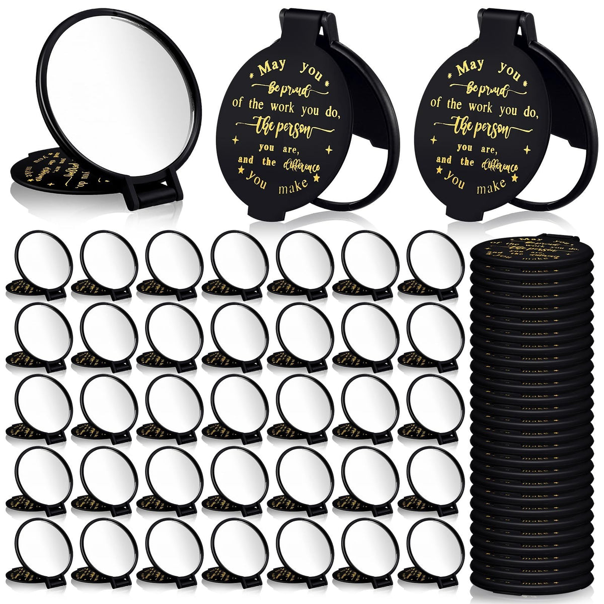48 Pcs Inspirational Compact Mirrors - Small Travel Hand Mirrors for Women, Gift Set