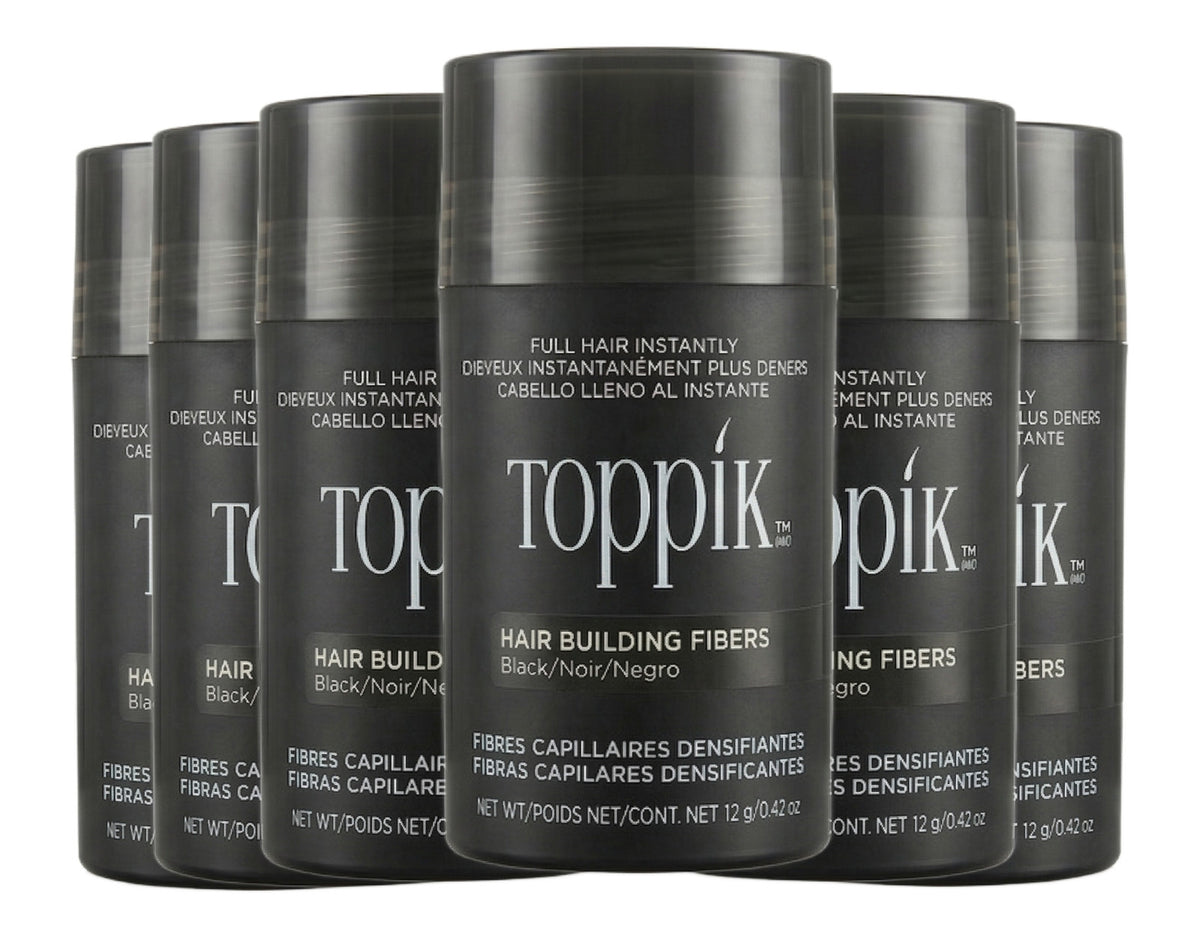 Hair Building Fibers Black 0.42 oz - Keratin Thickener (6 Pack)