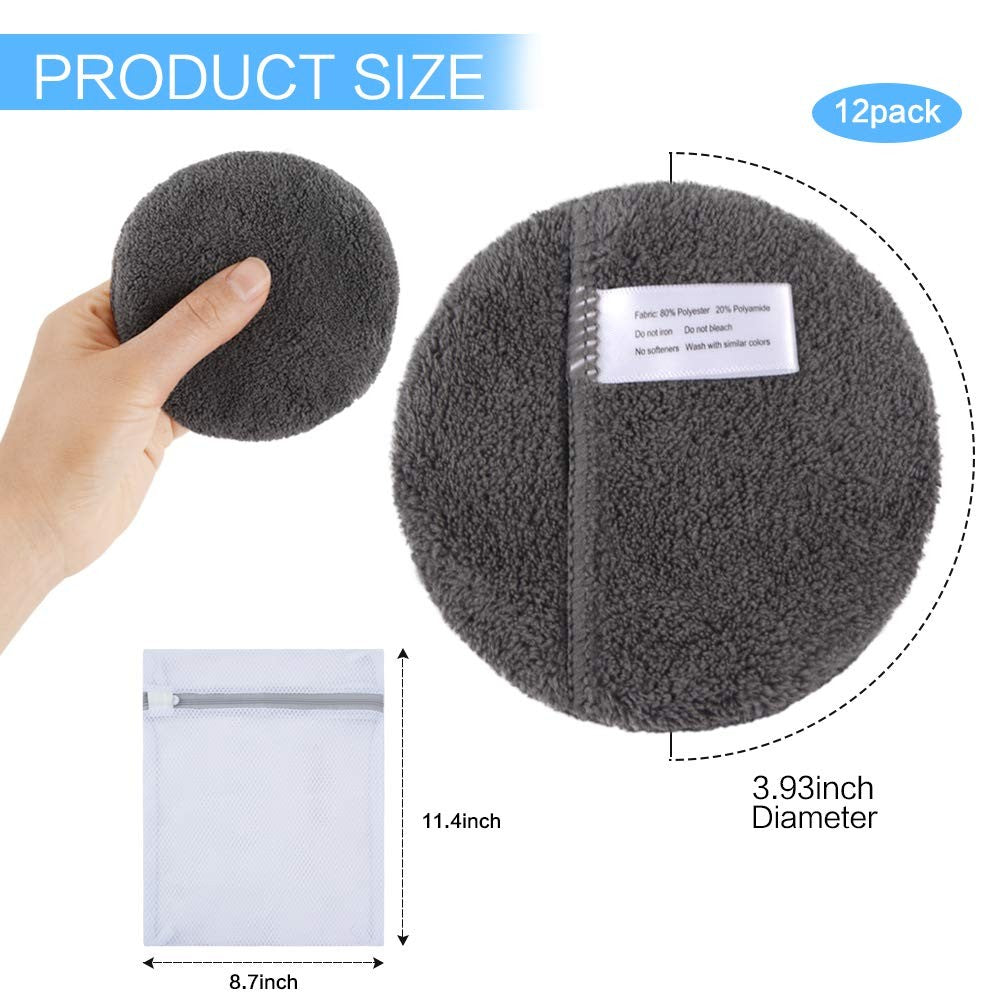 Reusable Makeup Remover Pads (Pack of 6) 4 Inch, Dark Grey
