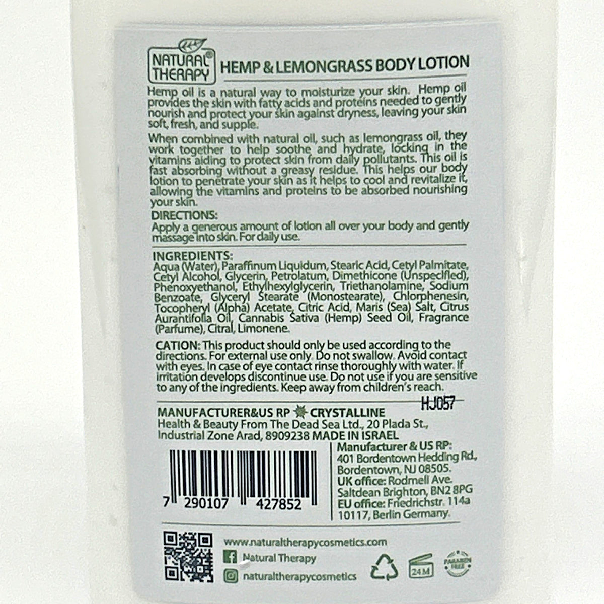 Natural Therapy Hemp + Lemongrass Nourishing Body Lotion (16.9 oz)