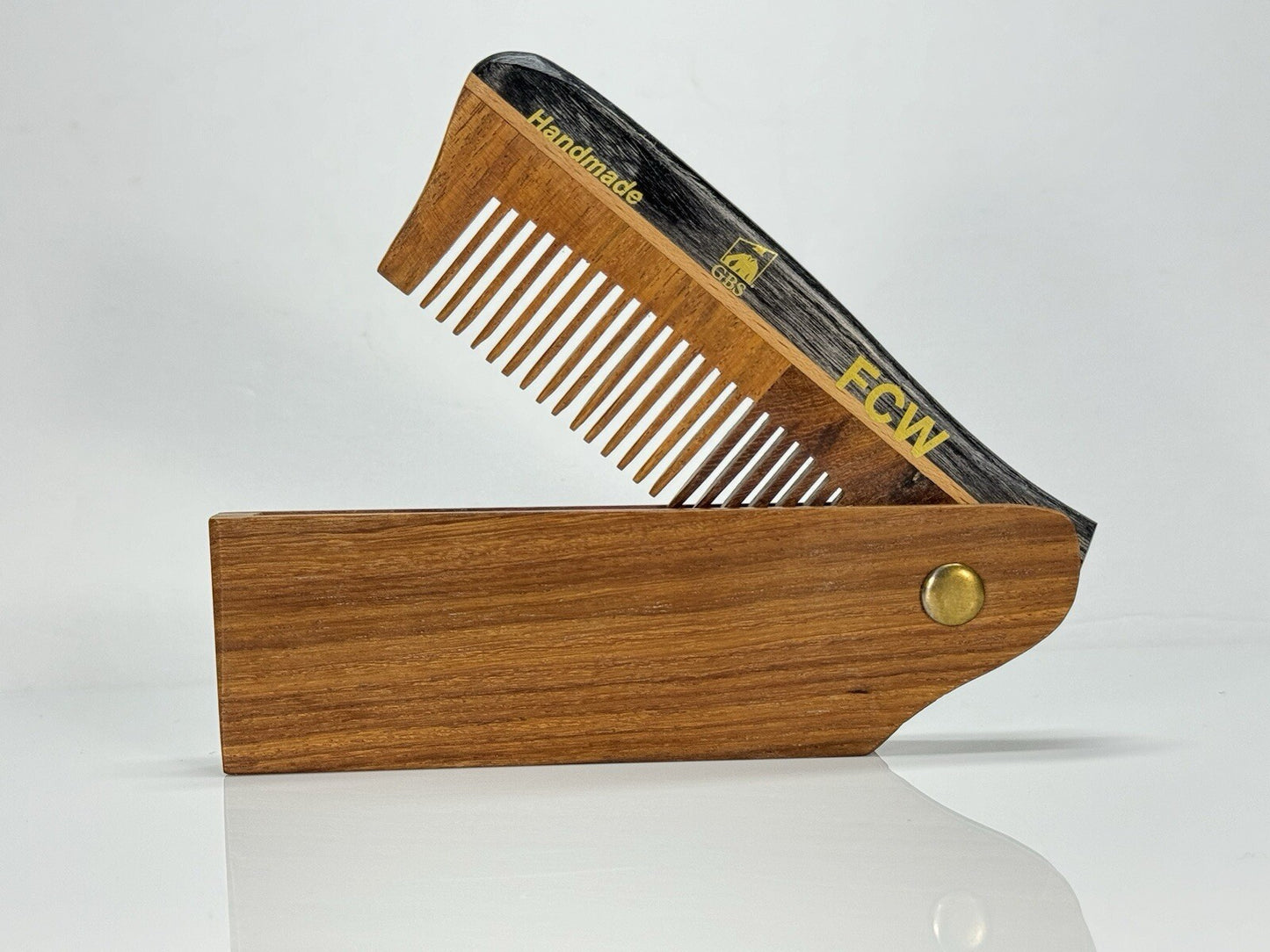 Wooden Pocket Comb for Beard & Mustache - Folding Travel Grooming Tool