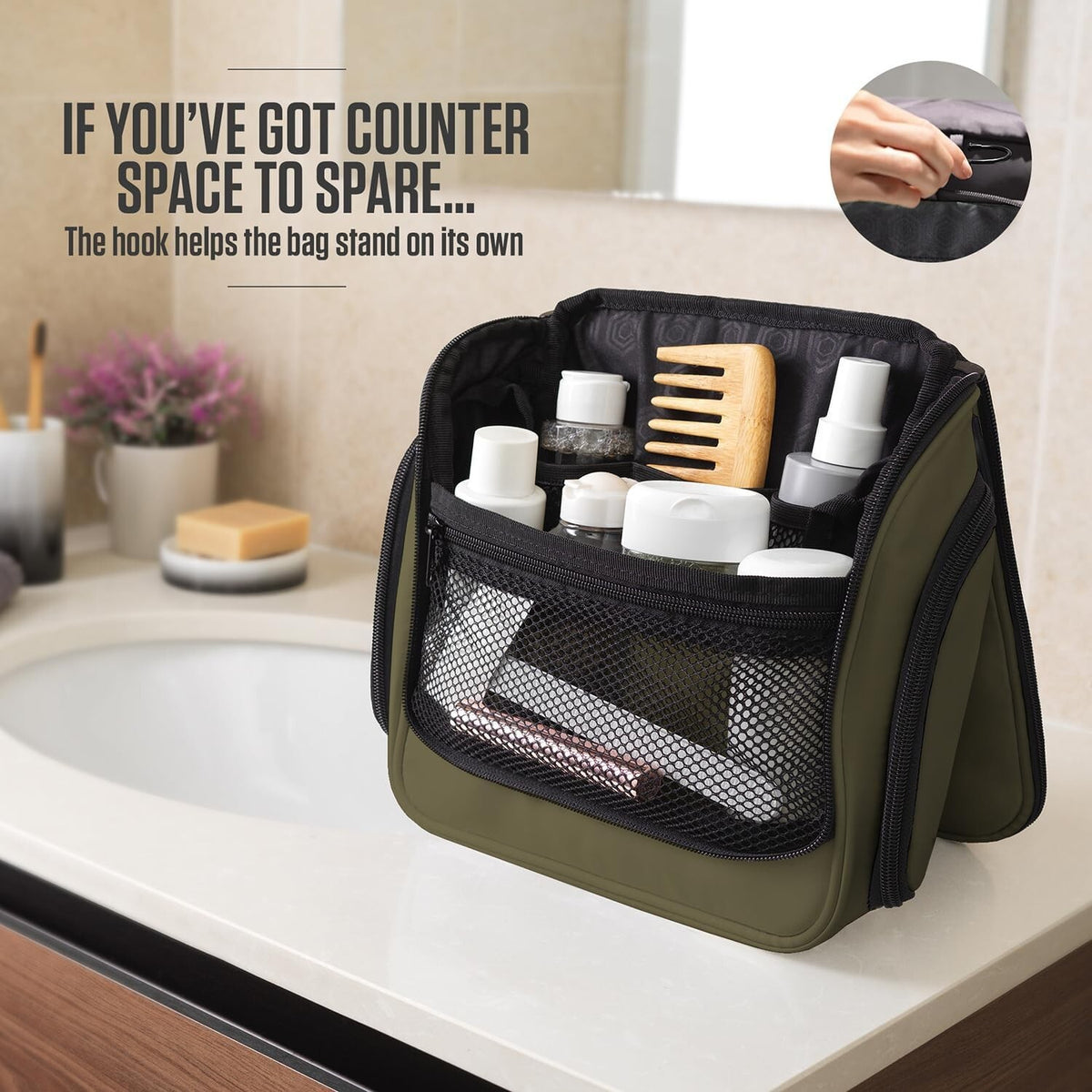 TSA-Friendly Travel Toiletry Bag with Expandable Compartments - Durable & Waterproof