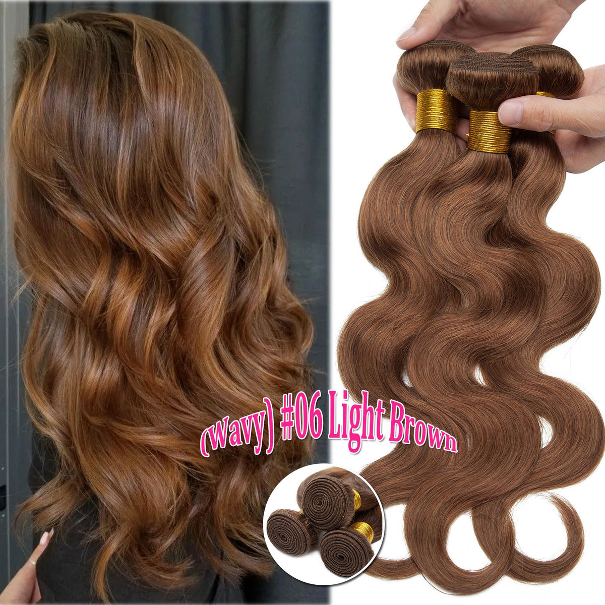 Brazilian Virgin Human Hair Extensions 3 Bundles - Natural Straight & Wavy Styles