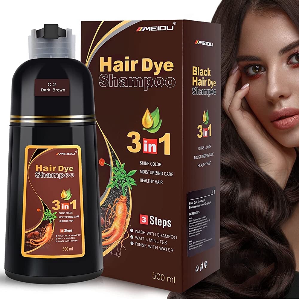 3-in-1 Hair Dye Shampoo 500ml - Multiple Shades