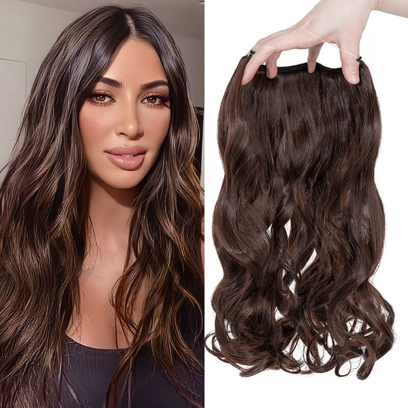 Invisible Wire Hair Extensions - Natural Synthetic Length & Body Wavy or Straight