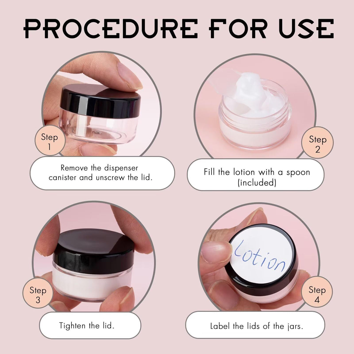 5g/5ml Round Clear Jars with Black Lids - Reusable Sample Cosmetic Containers