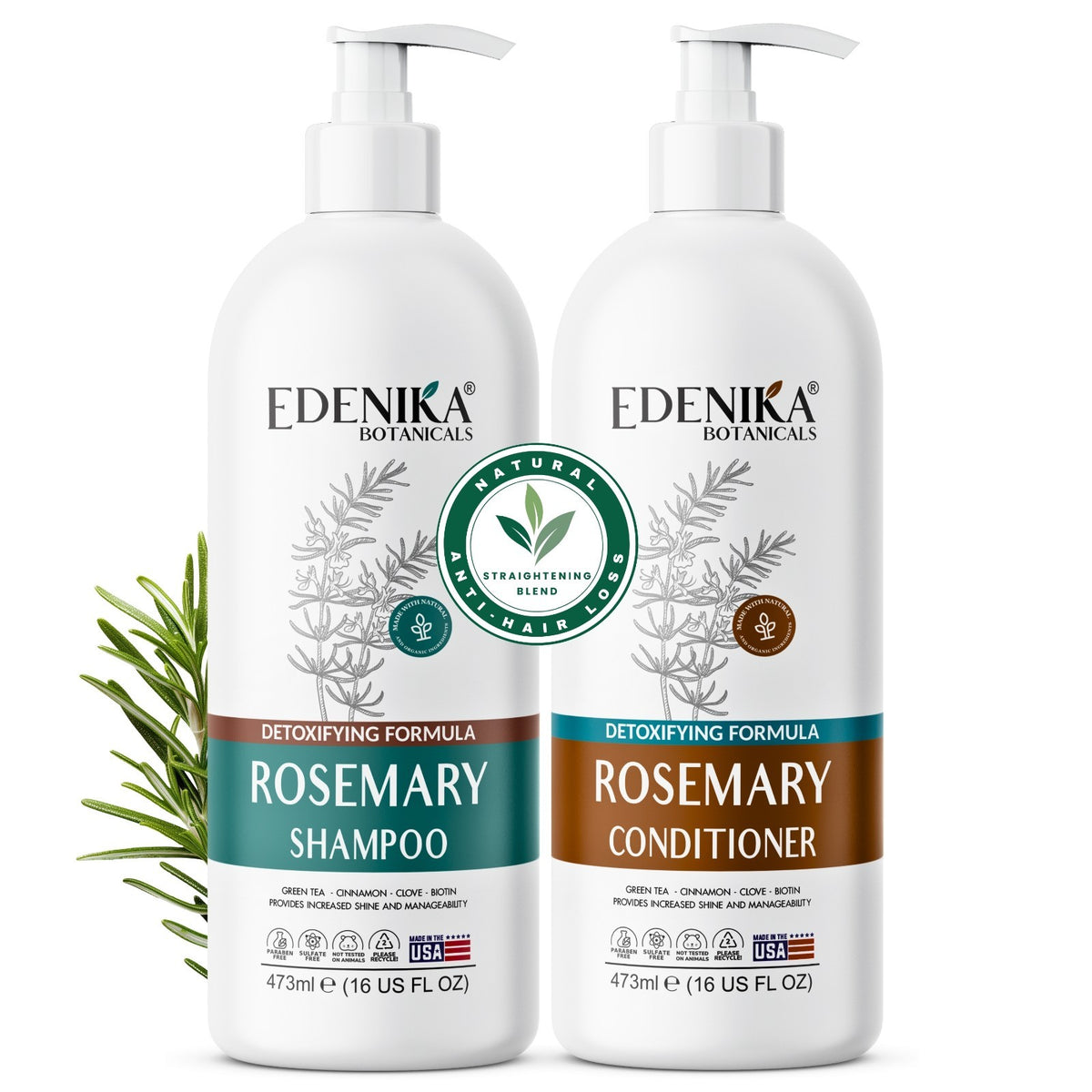 Detoxifying Rosemary Shampoo & Nourishing Conditioner Set - Organic Hair Care