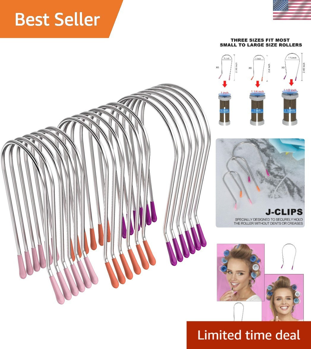 Quality Metal Curler Clips - 20 Count for All Hair Types J-Shape