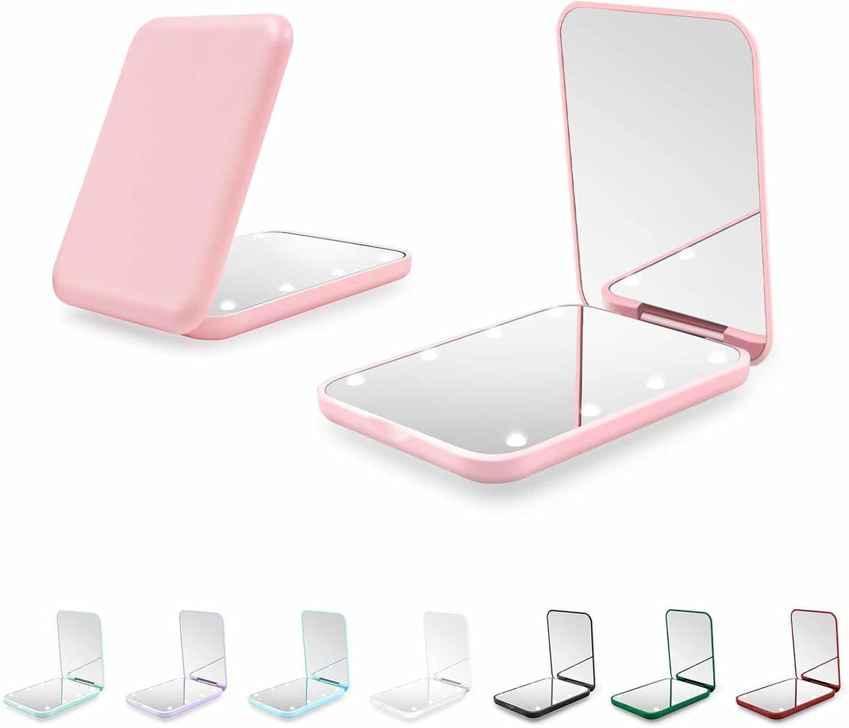 LED Pocket Mirror with 1X/3X Magnification & Bright Lights, Compact Travel Makeup Mirror
