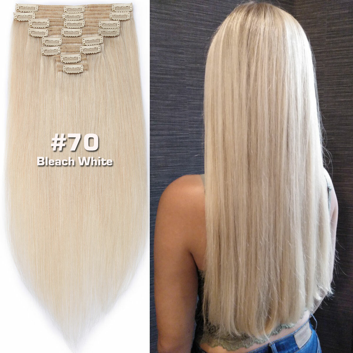 Double Weft Clip-In Human Hair Extensions Full Head - Multiple Colors & Lengths