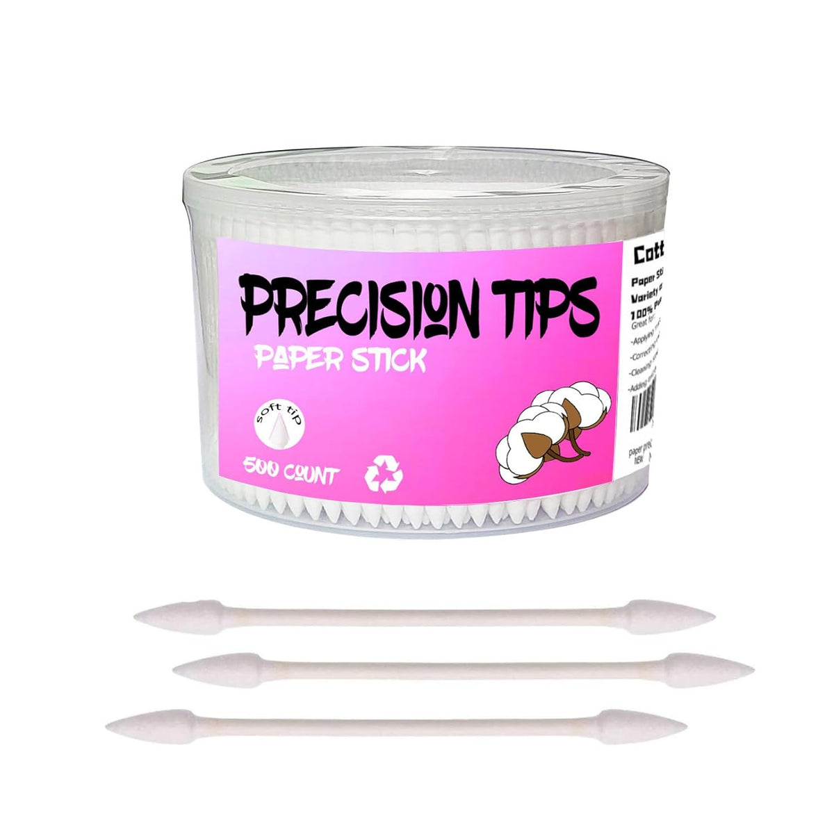 Double-Pointed Cotton Swabs - 500 Pack for Makeup & Precision Cleaning