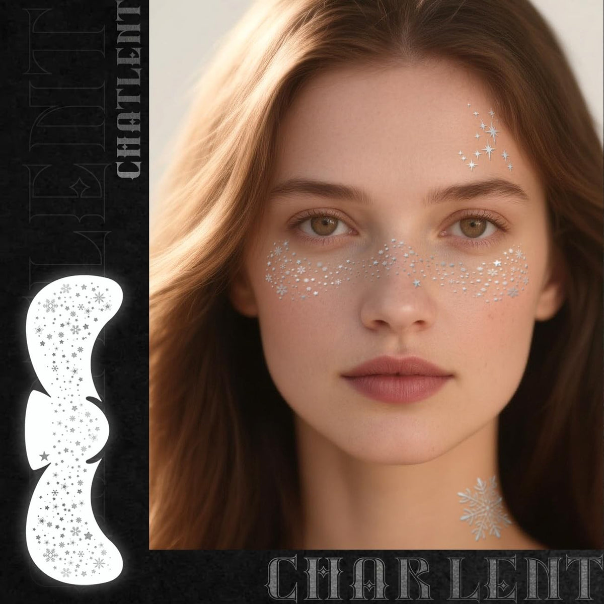 Glitter Snowflake Face Tattoos - 18 Sheets Silver Festive Freckles Makeup