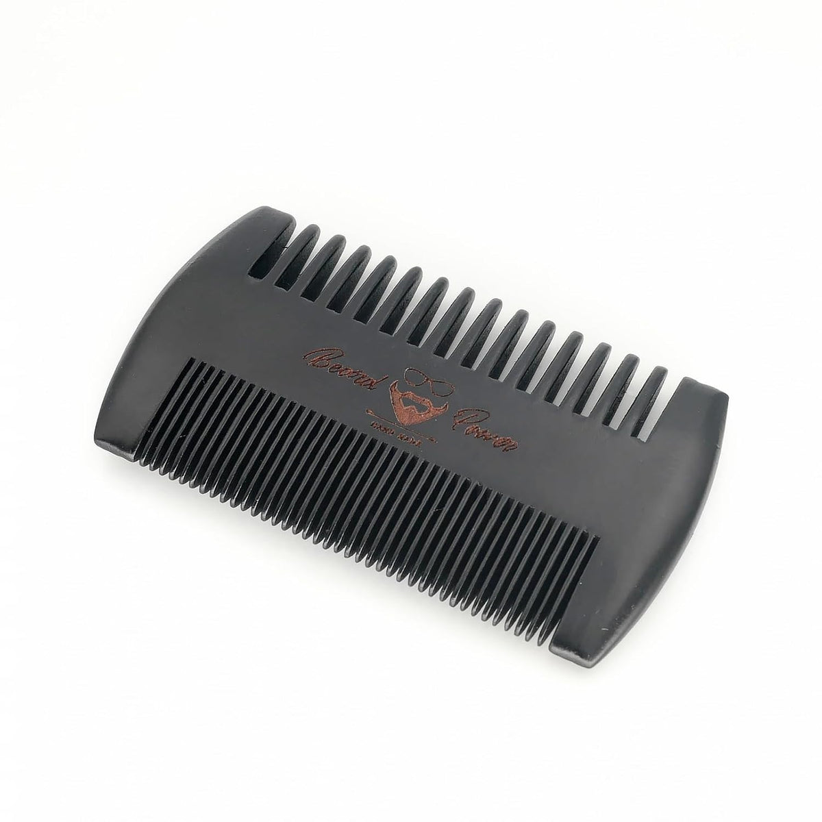 Black Wooden Beard Comb with Protective Leather Case - Travel Grooming Tool