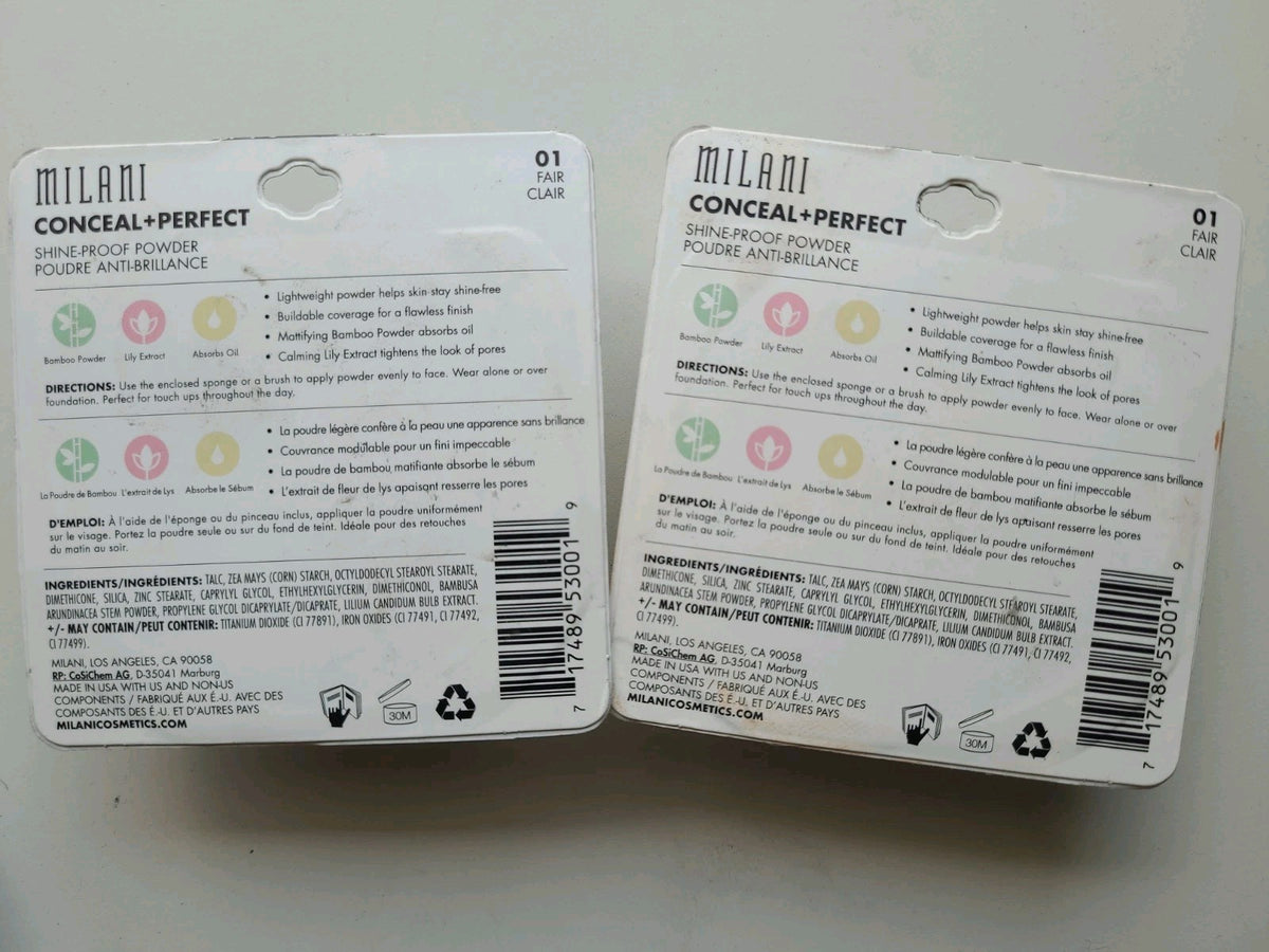 Milani Conceal and Perfect Shine-Proof Face Powder - 01 Fair, Pack of 2
